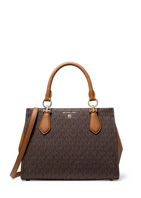 michael kors logo satchel medium|michael kors marilyn medium.